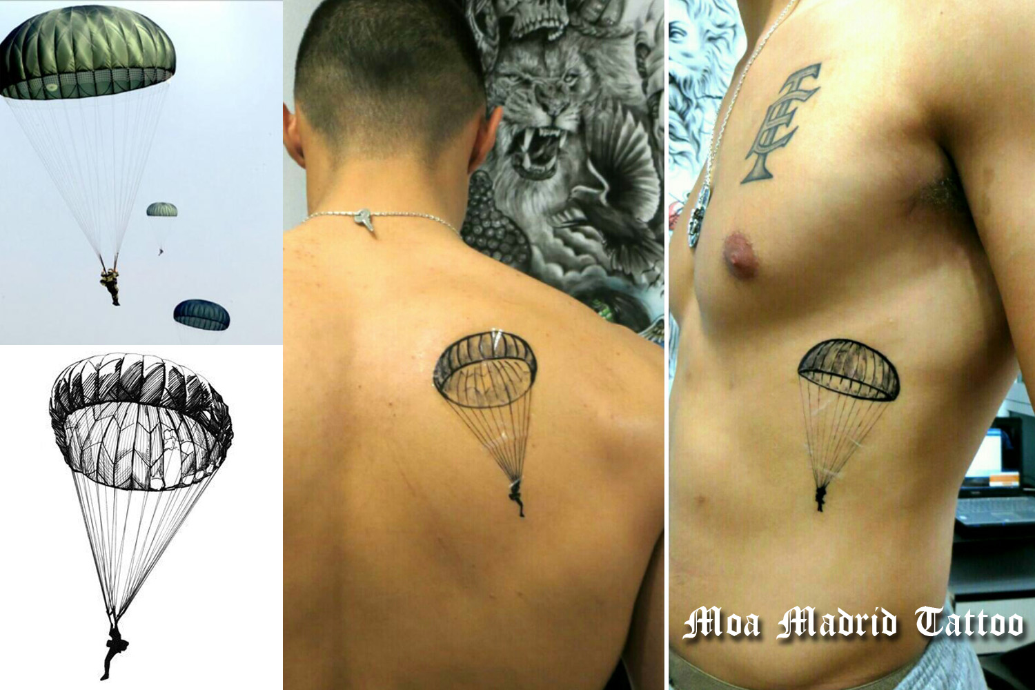Diseño y prueba de posición de tatuaje de paracaidista
