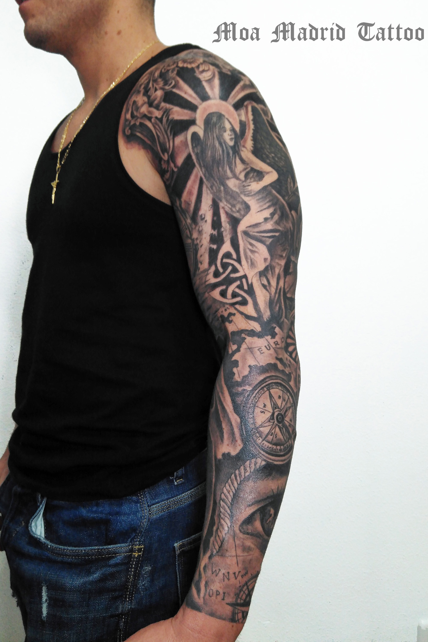 Tatuaje de brazo completo: tattoos sobre viajes en el antebrazo