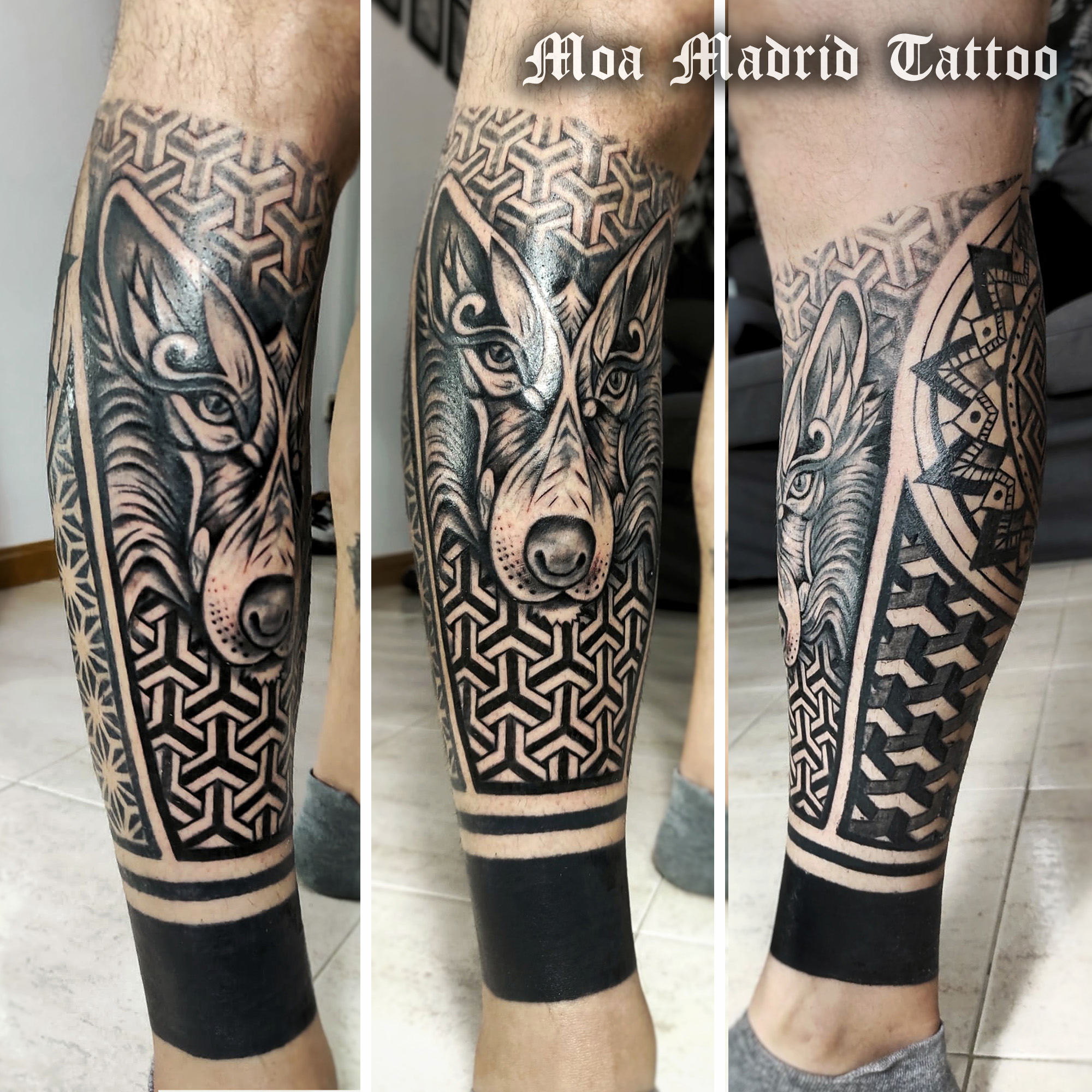 Nuevo estilo de tatuaje: geométrico con lobo