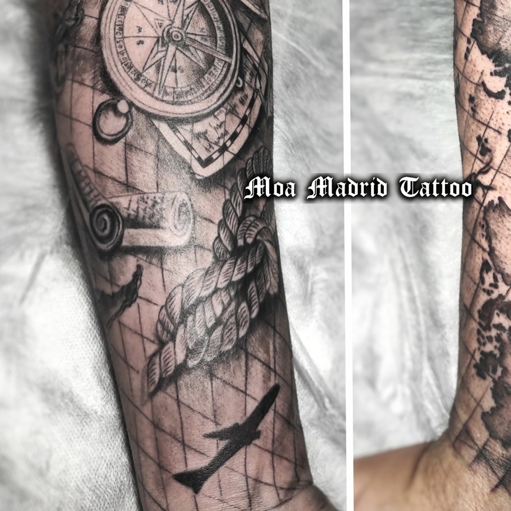Brazo entero tatuador en realismo en Madrid