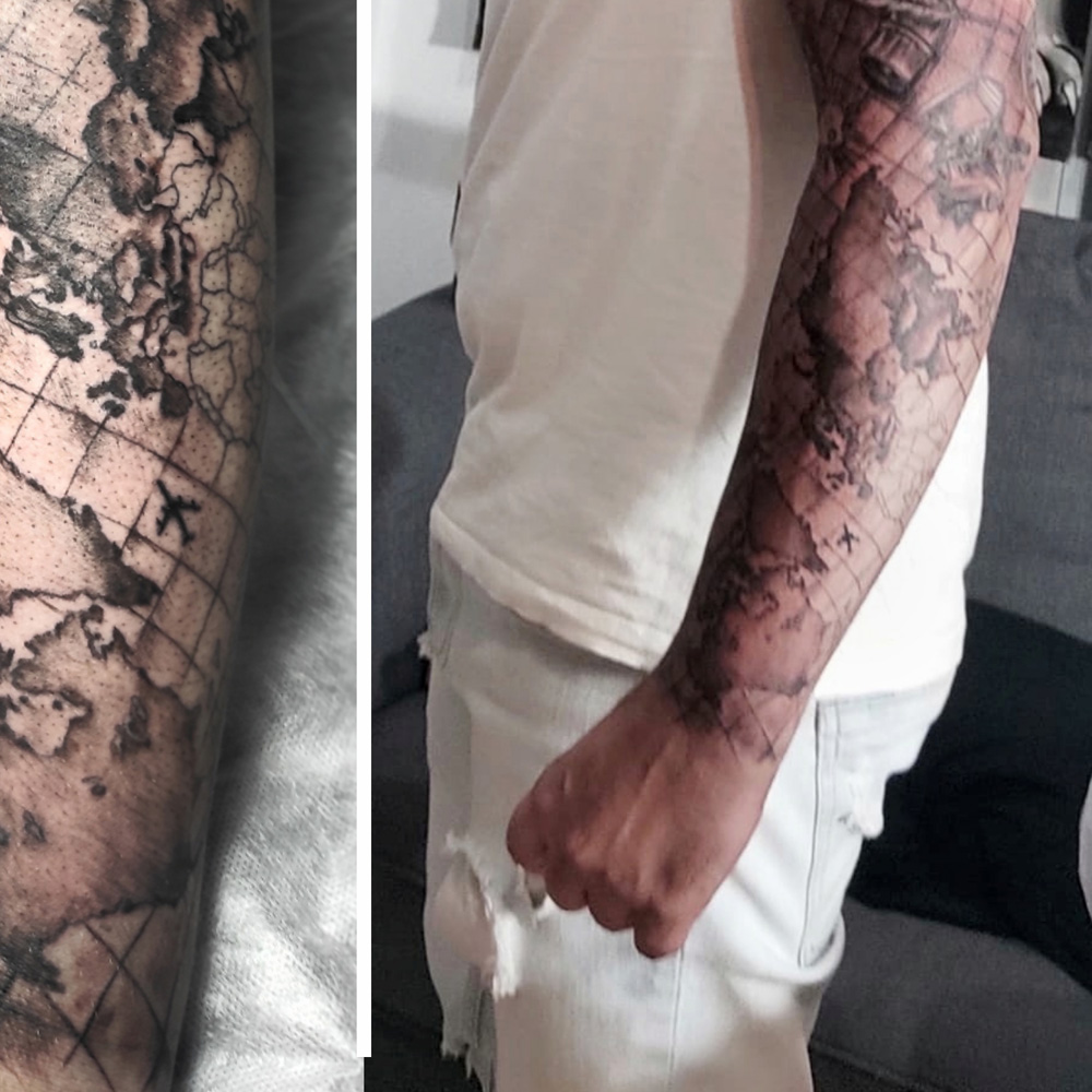 Brazo entero tatuador en realismo en Madrid