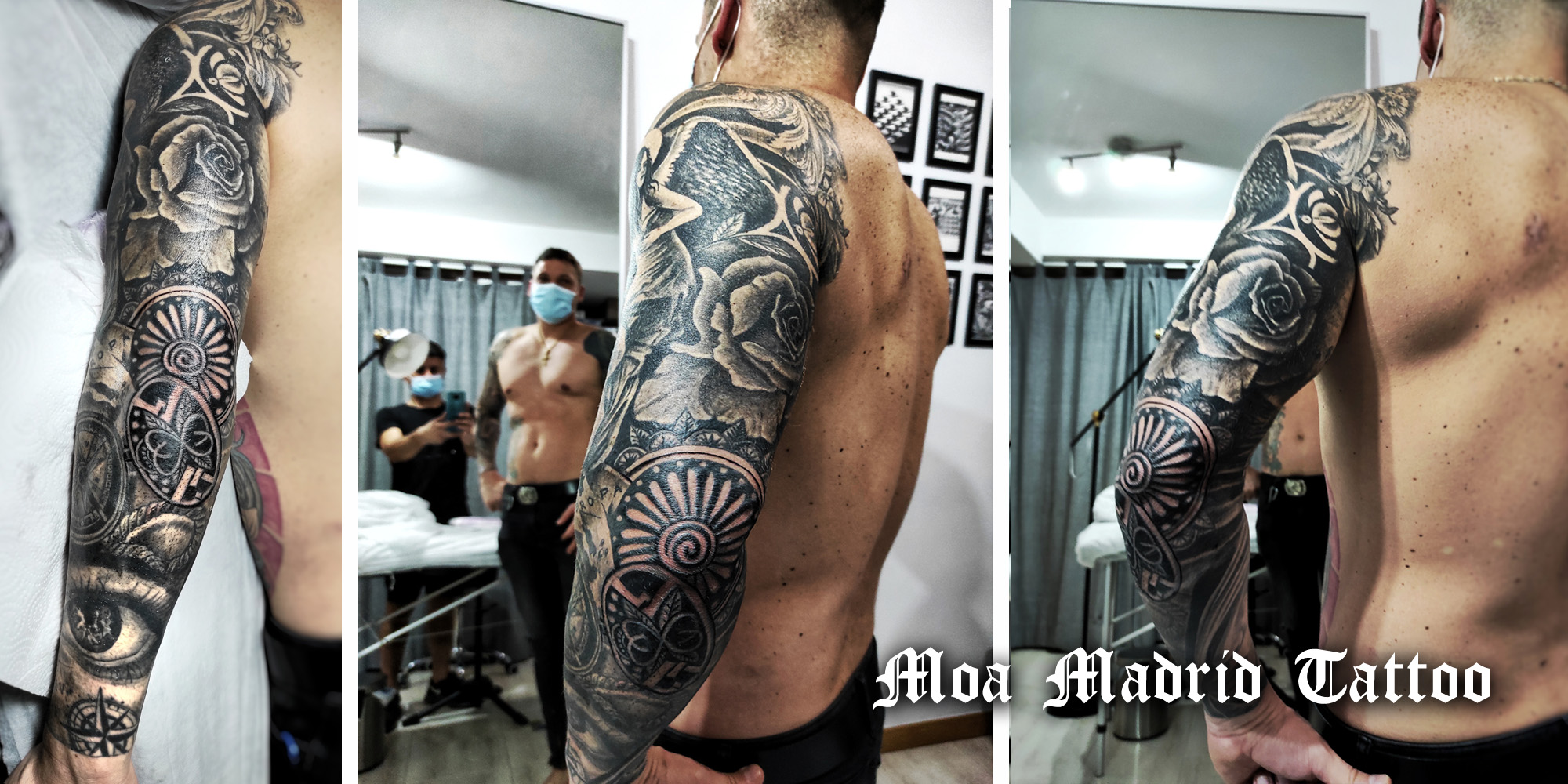 Opiniones sobre Moa Madrid Tattoo: Brazo entero lleno de tatuajes realistas