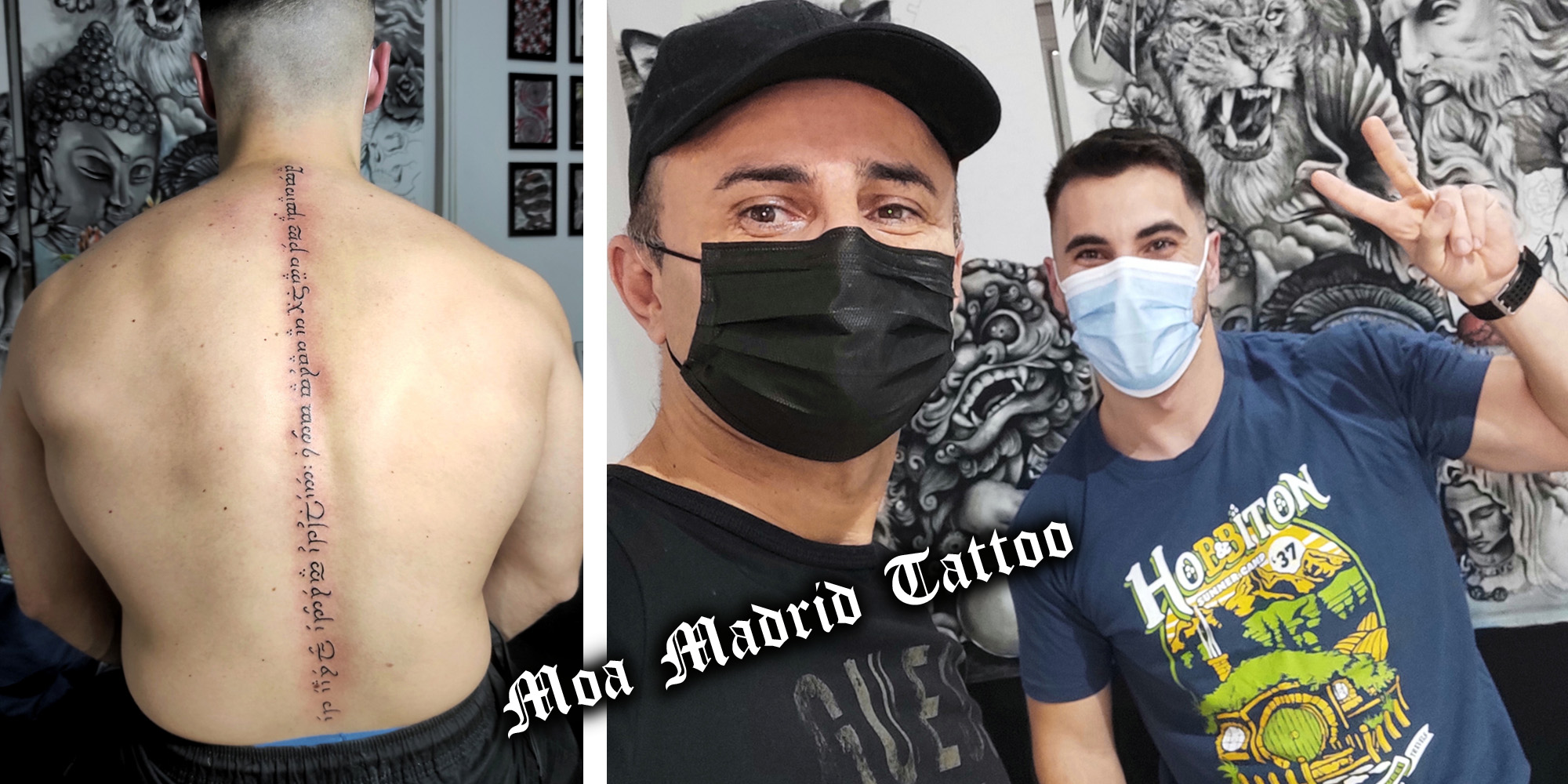 Opiniones sobre Moa Madrid Tattoo - Tatuaje en élfico en columna espalda de hombre