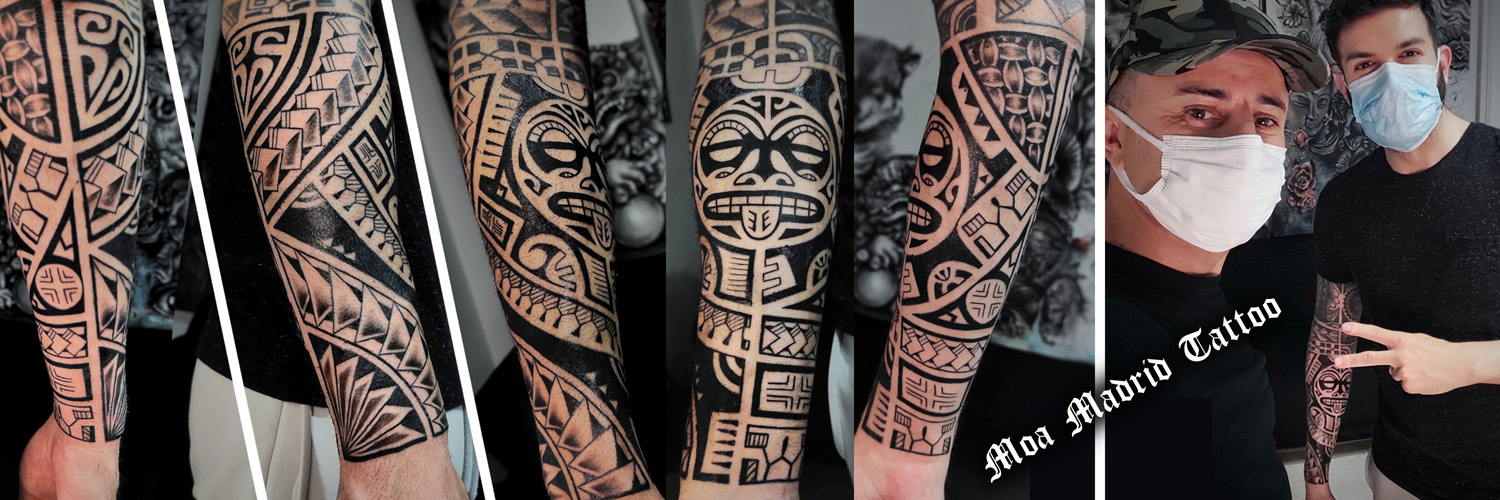 Novedades Moa Madrid Tattoo - Tatuaje maorí con sol rodeando el antebrazo