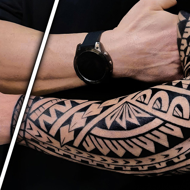 Tatuaje samoano en el antebrazo