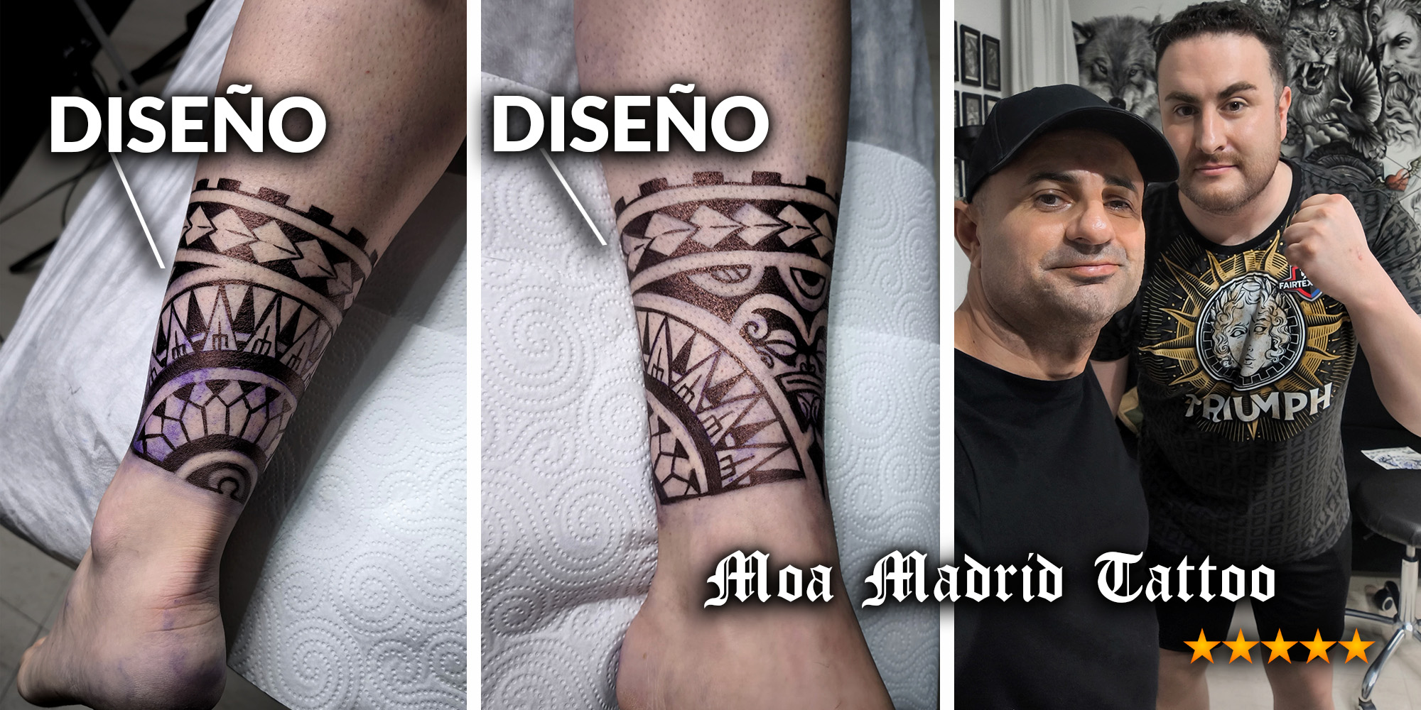 Opiniones de clientes sobre Moa Madrid Tattoo - Diseño de tatuaje de brazalete maorí en el tobillo